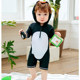 Children's baby boy one-piece quick-drying swimsuit long sleeve sun protection cute black penguin girl surfing casual swimming