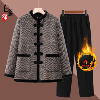
Grandma autumn and winter coat female senior high-end mother outfit