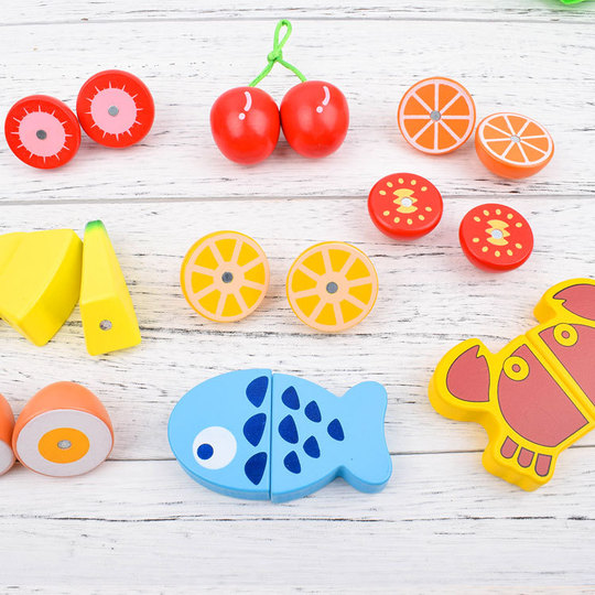 Set De Frutas Y Verduras De Madera Para Cocina Infantil – 11 Piezas Con Cuchillo, Tabla Y Bolsa De Tela, Juego Educativo Para 2+ Años