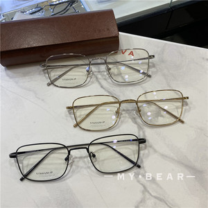 
Korean ultra-light titanium full-frame rectangular glasses retro non-faced men and women literary high-zhi square frame large round face glasses frame