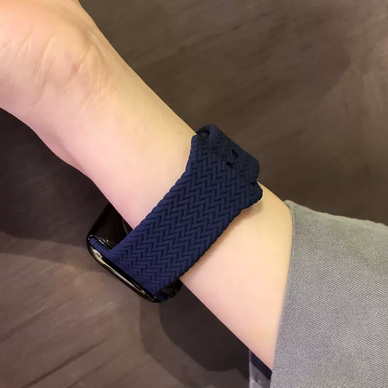 适用iwatch7编织表带6代se官网硅胶苹果手表apple Watch单圈