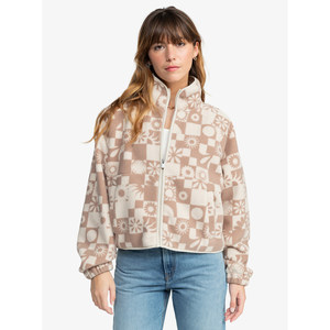 外贸原单Bil*labong暖茶格纹拉链抓绒短外套摇粒绒羊羔绒D8 1930