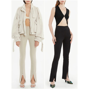 
Foreign trade original single RUV*E micro-stretch slim slit trousers small feet trousers suit pencil pants straight trousers trousers side zipper