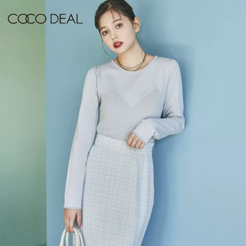 COCO DEAL 修身螺纹拼接假两件日系毛针织衫打底上衣女72131541-Taobao