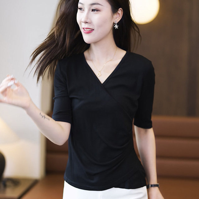 The Season Women's Fashionable Loose Short Sleeve Chiffon Shirt Slimming Cover Belly Versatile Top TT1479