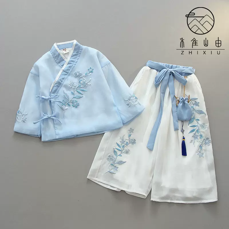 女孩汉服秋中国儿童春秋唐装古装超仙秋连衣裙女孩古风Girls