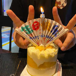 Very Atmospheric Chinese Happy Birthday Candle Fan Decoration Surprise Greeting Fan-Shaped Candle