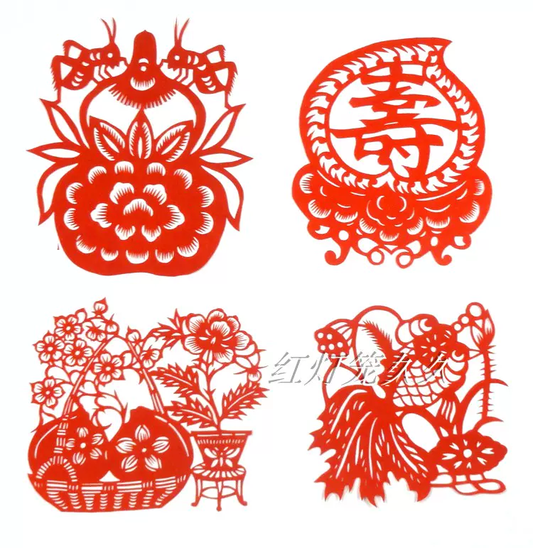 手工剪纸窗花葫芦寿字金鱼装饰礼品中国风无背胶-Taobao