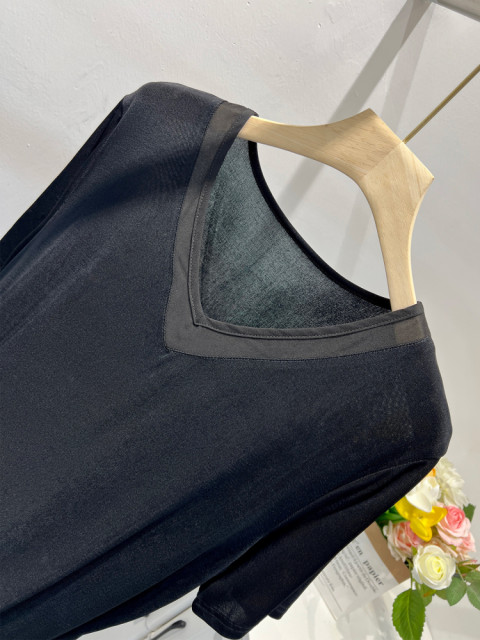 Retro gloss asymmetrical design acetic acid v-neck shirt blouse 2023 new main image 0