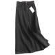 V158 solid color high -waisted thin pocket A -line skirt 2023 new spring and autumn long skirt female denim skirt skirt