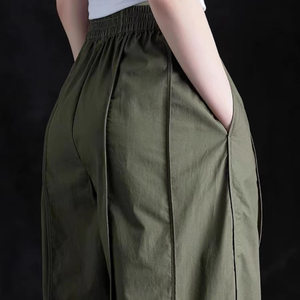 
2025 summer new style literary and casual loose bloomers loose thin sickle pants versatile nine-point harem pants