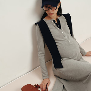 
BELLYWEAR Maternity Dress 2026 New Pregnancy Long Skirt Fake Two-piece Pregnant Mother High-Quality Skirt