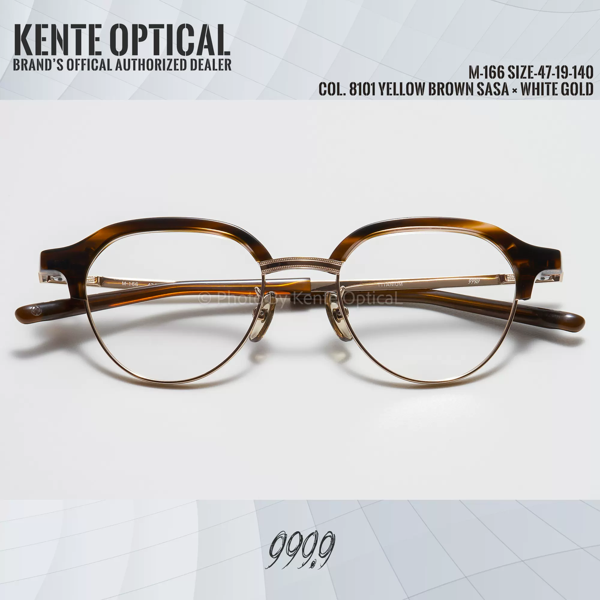 999.9 four nines M-166 日本手工復古商務眉線框眼鏡 官方指定合-Taobao