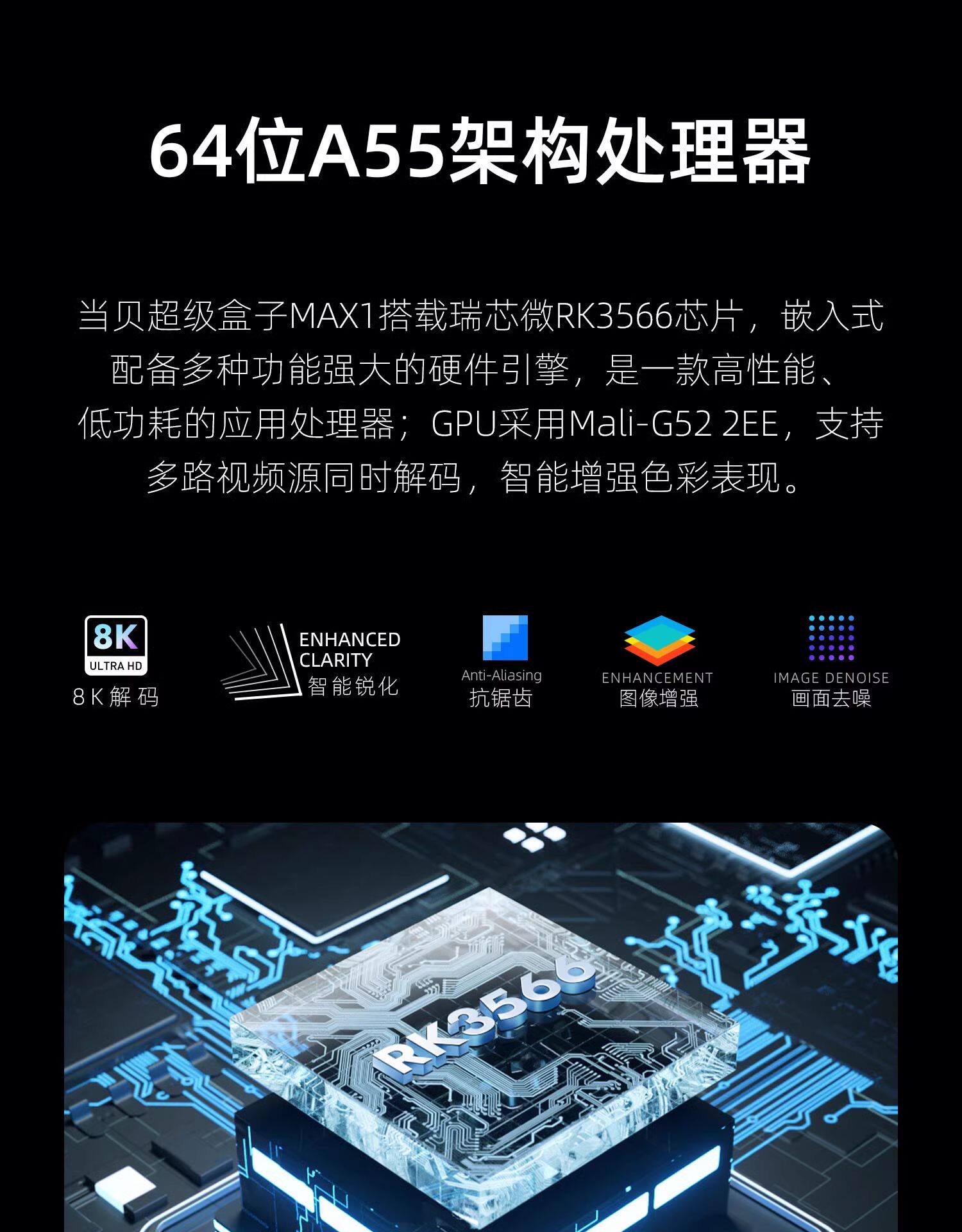 Dangbei Max1 8K TV Box - 64GBストレージ、WiFi 6、Rockchipプロセッサ