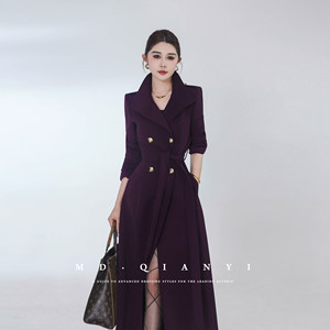 
MD Qianyi [Cover Story] 2025 Autumn and Winter New Style Slimming and Versatile Double-Breasted Lapel Coat Jacket
