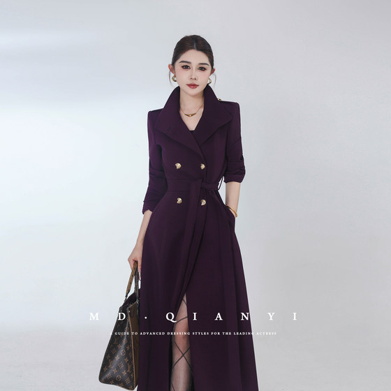 
MD Qianyi [Cover Story] 2025 Autumn and Winter New Style Slimming and Versatile Double-Breasted Lapel Coat Jacket