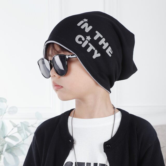 Children's pullover hat for boys and girls in spring and autumn winter pure cotton cloth double layer thin thick velvet head piled with ear protection trendy hat