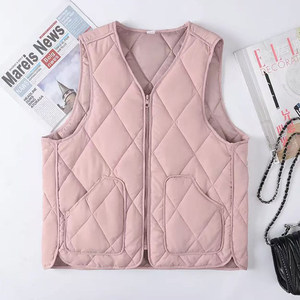 
Fashionable quilted zipper vest for women new slim fit cotton liner vest for female students to wear thin vest