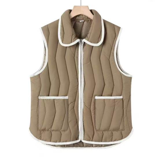 Lapel fashionable slimming contrasting color autumn vest women's 2025 new thickened waistcoat vest top for small people