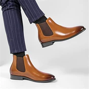 Ermian Mùa Thu Đông Giày Chelsea Boot Cổ Điển Anh Quốc Giày Nam Da Thật Giày Bốt Mũi Tròn Cổ Ngắn Plus Da Nhung Giày bốt Martin Bốt Đa Năng