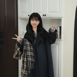 
Idika's loose temperament, versatile and fashionable mid-length coat for women, autumn and winter small double-sided woolen coat