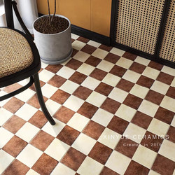 Foshan Tiles Retro Brown Chessboard 200×200 Tiles Bathroom Kitchen Wall Tiles Balcony Courtyard Floor Tiles