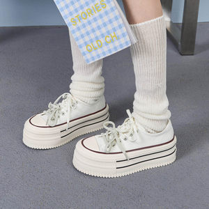 
Masuism 2026 summer new thick-soled casual sneakers, versatile low-cut canvas shoes, students' height-increasing single shoes