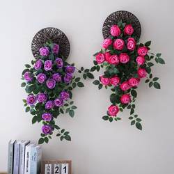 Simulated Snow Mountain Puff Rose Wall Hanging Flower Balcony Wall Green Plant Decoration Artificial Flower Hanging Orchid Living Room Wall Hanging Flower