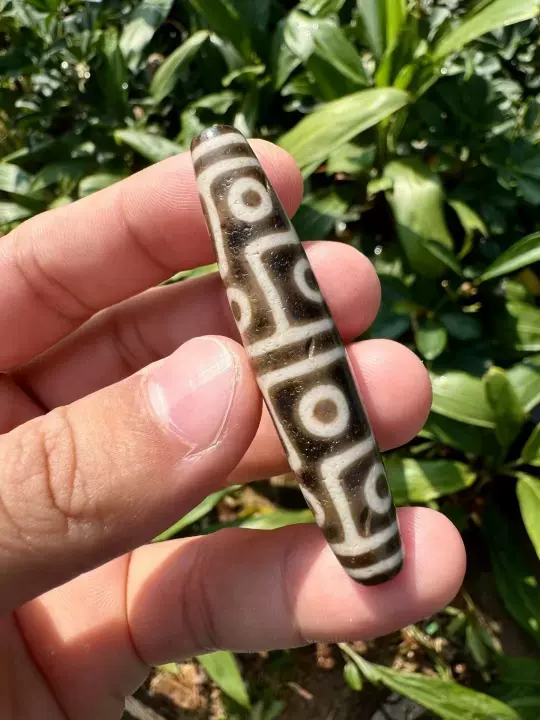 藏式天珠上肯老超咬线扎实珠型老气牙黄天珠玛瑙龙头五眼天珠图腾