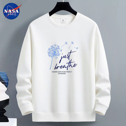 Nasa Cotton Sweatshirt for Men 2026 New Style Fleece-Lined and Thickened for Autumn and Winter, Long-Sleeved Base Layer for Teenagers and Students