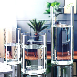 Vase, Glass, Transparent Ornament, Living Room Flower Arrangement, Water Culture Container, High-End Floor-Standing Vase for Lucky Bamboo and Horse Drunk Wood