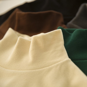 Roulette wood autumn and winter Korean style semi-turtleneck grinding bottoming shirt for women long-sleeved thread knitted sweater top
