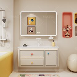 Dopamine-Style Smart Honeycomb Aluminum Bathroom Cabinet Combination with Integrated Ceramic Basin Washbasin and Ceramic Bathroom Fixtures