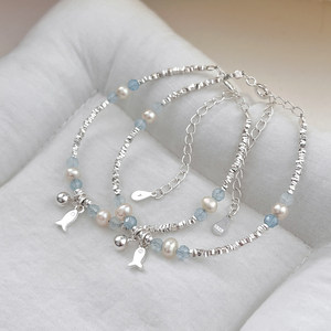 
[Xiannan] 925 Sterling Silver Broken Silver Small Fish Bracelet Niche Bracelet Bestie Pearl Bracelet Light Luxury High-end Female Girl