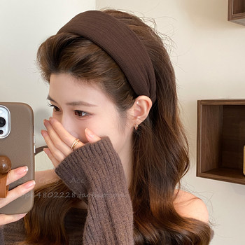 
Korean style striped fabric wide-brimmed headband for women 2025 new style