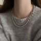 Shijia Zhenduo hemp gray double-layer stacked necklace for women, light luxury temperament, detachable spring and autumn sweater chain, niche necklace