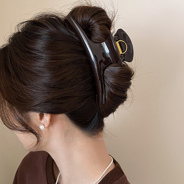 French high-end super large curved acrylic hairpin for women basic versatile hair clip ins wind shark clip
