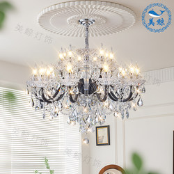 French-Style Candle Crystal Chandelier, Black Light Luxury Lighting for Living Room, High-End Bedroom, Dining Room Lamp, Elegant and Sophisticated