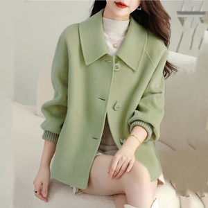Women's double -sided sides, spring, autumn and winter, new small, loose temperament short double -sided woolen woolen leisure jacket
