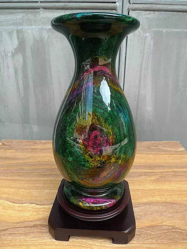 台湾花莲七彩玉花瓶摆件聚宝瓶葫芦天然原矿七彩石客厅礼品聚宝罐