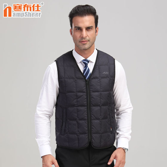 
Hanbusi men's middle-aged and elderly down vest winter warm zipper duck vest V-neck liner 21994