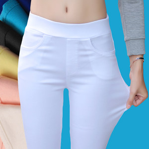 Small 8-point extra leggings for women in spring and autumn new high-waist tight small feet pencil pants stretch nine-point pants
