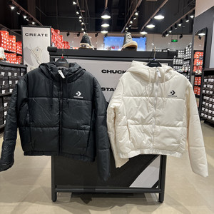 Genuine converse Converse women's short classic black warm cotton jacket 10023736-A03