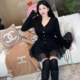 Small fat big size women's clothing autumn and winter, small mesh with high waist design, versatile slim short skirt
