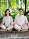 Kang Suya Zen Practice Suit Healing Loose Cotton and Lines Yoga Suit Ladies Set Buddhist Zen Pai Shishi Meditation Practice Suit