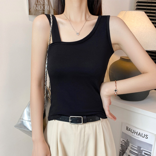 Black off-shoulder suspender vest for women in summer inner wear beautiful back design slim base and slim and off-shoulder top