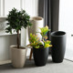 Light luxury high-end floor-standing slanted flower pot black diamond rubber tree bird of paradise lily bamboo magnesium mud flower pot large size