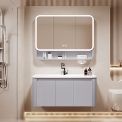Wall-Mounted Bathroom Cabinet Combination Bathroom Integrated Ceramic Basin Washbasin Washbasin Beauty Smart Mirror Cabinet