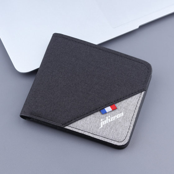 
Men's short canvas wallet men's small wallet men's wallet men's thin cloth wallet card bag ready for sale
