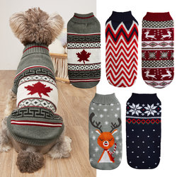 Christmas Reindeer Maple Leaf Snowflake Holiday Pet Clothes Turtleneck Knitted Sweater Dog Cat Clothing Winter Jacket